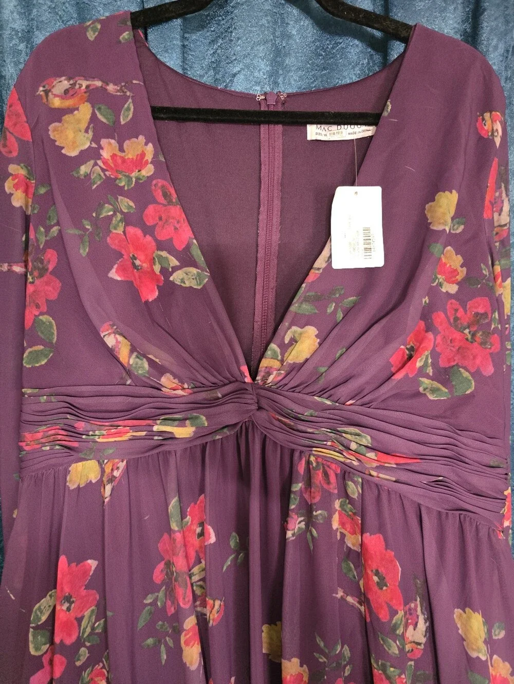 Purple Floral Maxi Dress with Knot Front - Picture 3 of 7